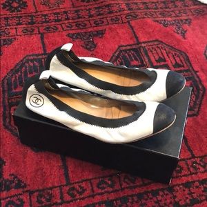 AUTHENTIC Chanel Sport silver and black flats